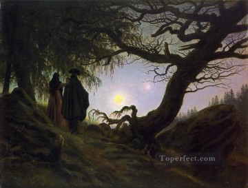 Caspar David Friedrich Painting - Man and woman contemplating the moon CDF Romantic Caspar David Friedrich